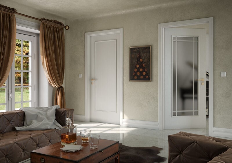 Bílé interiérové dveře Art deco styl
